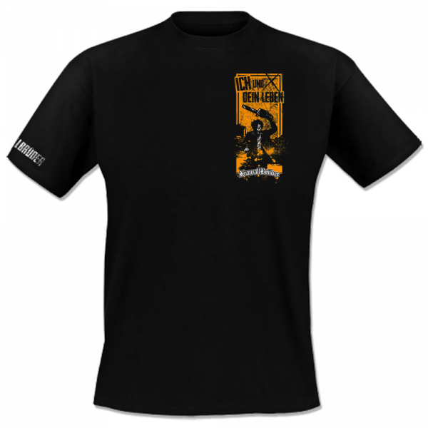 KrawallBrüder - Leatherface orange, T-Shirt schwarz AKTION