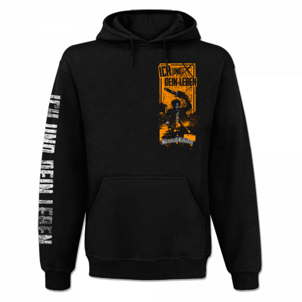 KrawallBrüder - Leatherface orange, Kapuzenpullover schwarz AKTION