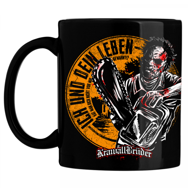 KrawallBrüder - Leatherface orange, Kaffeetasse lim. 100 schwarz AKTION