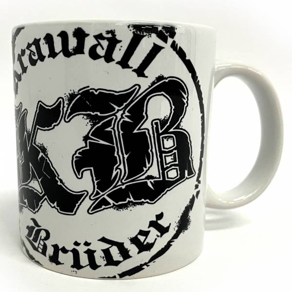 KrawallBrüder - Logo, Kaffeetasse WEISS