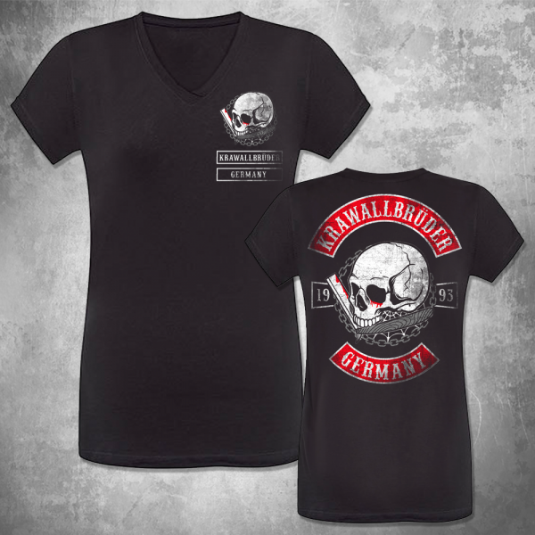 KrawallBrüder - Germany, V-Neck Girly-Shirt schwarz AKTION